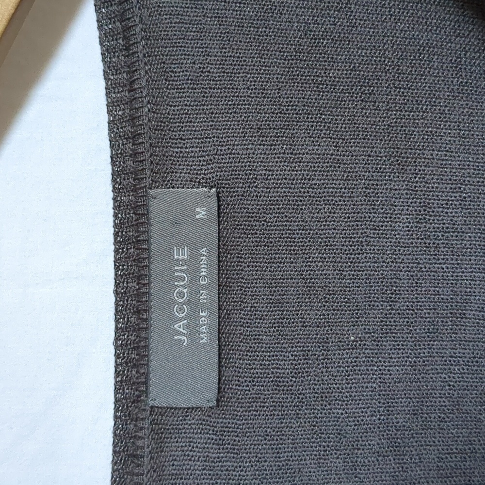 Jacqui-E Sweater Long sleeve brown cardigan Silk Trim medium - Picture 2 of 9